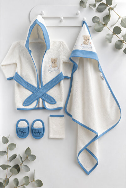 Mou&Kou 0-2 Years Old Boxed Teddy Bear Embroidered Baby Bathrobe Set with Tow...