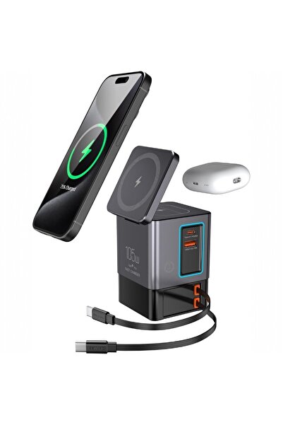 LONDEMM Statie de Incarcare Profesionala 6-in-1, 105W, GaN Pro, 2x Cabluri US...