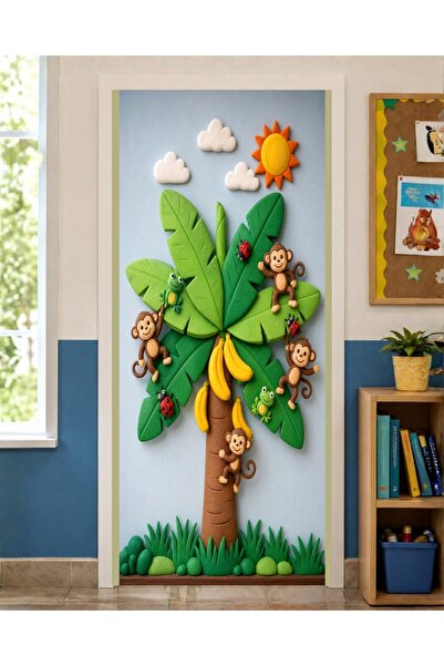 PROMISEBACKDROP2 زينة باب مرنة مقاس 190x75 سم، زينة باب من القماش، بتصميم قرد...