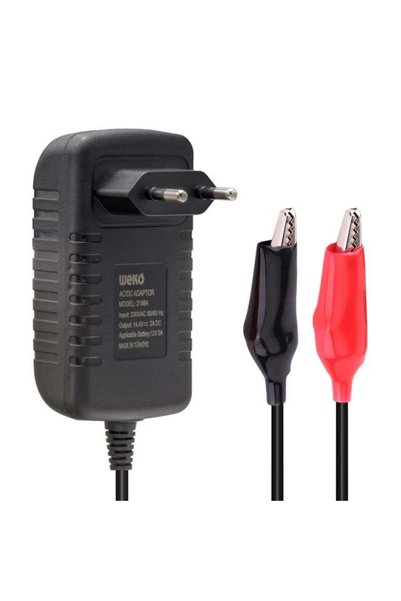 WEKO 14.4 Volt - 2 Amper Krokodil Uçlu Kırmızı Yeşil Ledli Yerli Üretim Akü Şarj Cihazı (Out :12v-2a