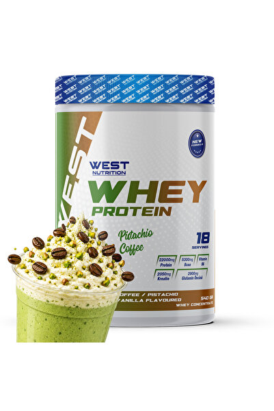 West Nutrition Whey Protein Tozu 540 gr 18 Servis Antep Fıstıklı Kahve Aromalı
