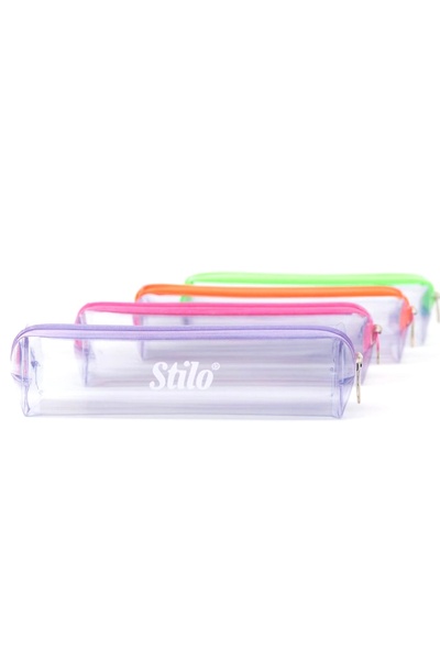 Stilo Pencil Bag Transparent Assorted - 3 Pieces