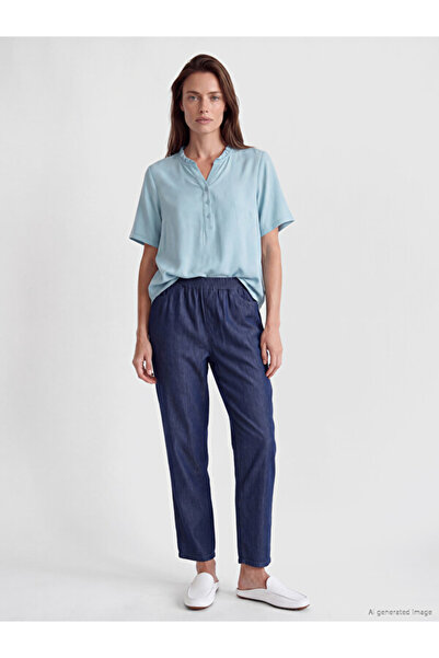 LC Waikiki Straight Fit Women's Jean Trousers with Waist Cord for Style Seeke...