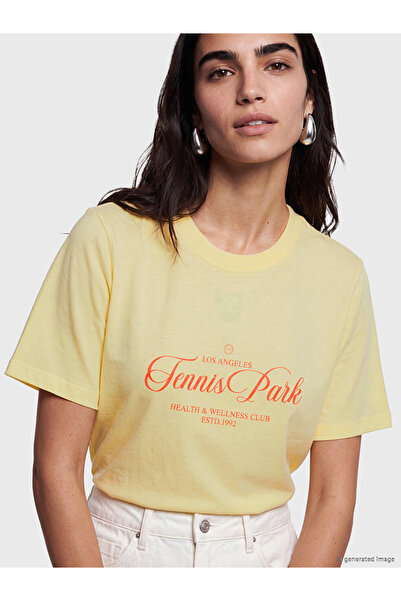 LC Waikiki Lcw Vision Yellow Printed 100% Cotton Women's T-Shirt