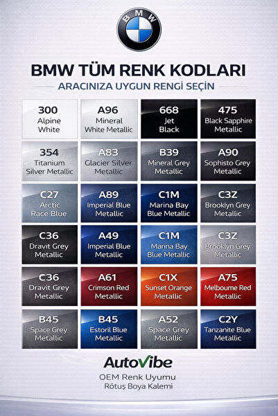 AutoVibe Rötuş Boya Kalemi Seti BMW Rötuş Boya Kalemi 300 Alpine White - Alpi...