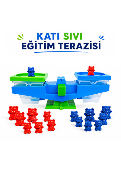 Katı Sıvı Ölçüm Terazisi Materyal Eğitici Oyuncak Okul Öncesi Matematik Fen Seti Tartı hacim ölçme Montessori STEM