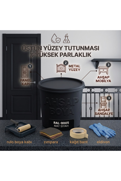 caxcolors CAX Colors Parlak Boya 1 L - Panel Kapı, Demir ve Ahşap Boyası (Yük...