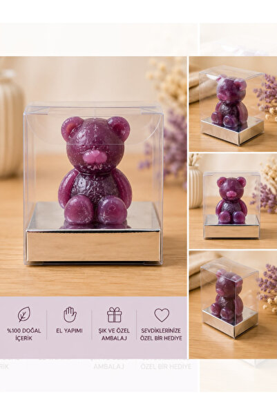 FivenStudio 10'lu El Yapımı Ayıcık Mum 5 x 3 cm – Dekoratif Mum – Sevimli Ted...
