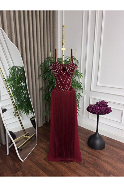 ranin Burgundy Evening Dress Hand Embroidery Barbie Hubble-Dubble