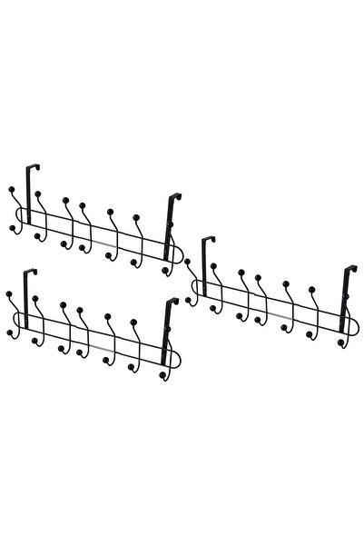 Generic 3 Piece Of Stainless Steel Over the Door Rack Organizer â€“ 7-Hook Bl...