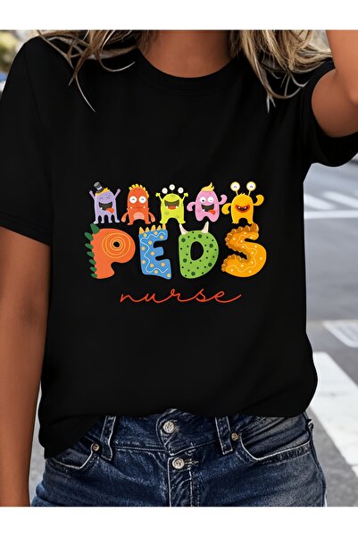 212ZTD تي شيرت مطبوع بأكمام قصيرة من Peds، قميص كاجوال برقبة دائرية لفصلي الر...