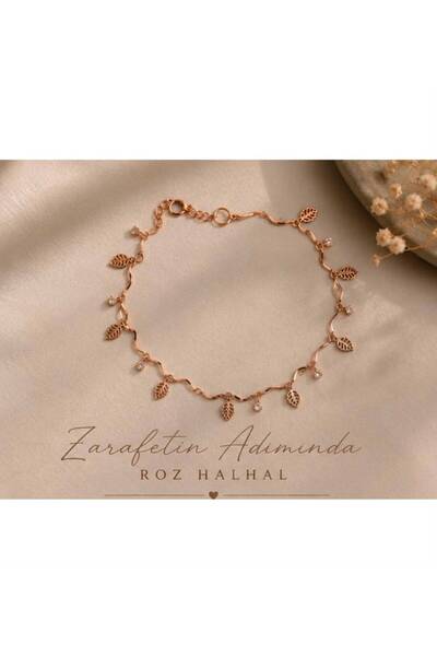 KARE ACCESORIES Roz Gold Leaf Detailed Elegant Anklet