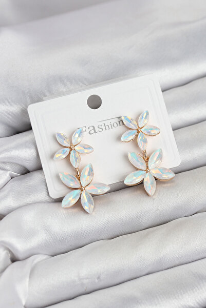 OGHAMAY White Color Crystal Flower Earrings