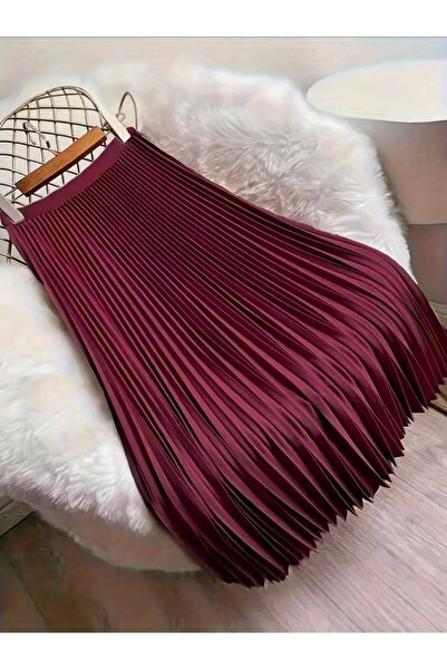 Butik Deri Görünümlü Piliseli Tesettür Etek