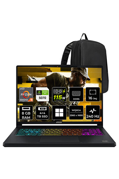 MSI Crosshair A16 HX Ryzen 9 8940HX RTX 5070 8GB 115W 8GB RAM 4TB + 4TB SSD 1...