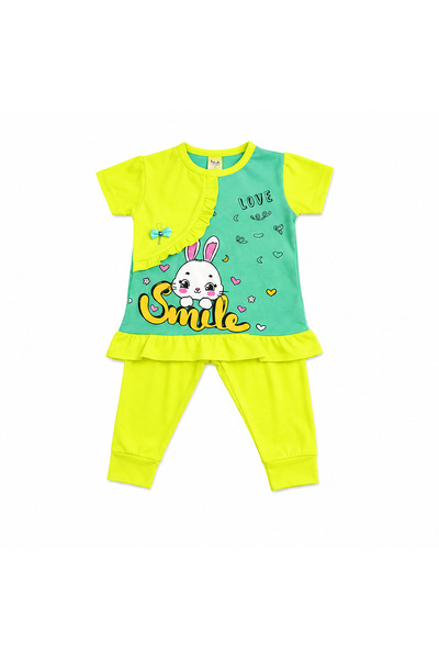 Generic Girls' Smile Bunny Print Clothing Set, 2 Pieces, Size 2