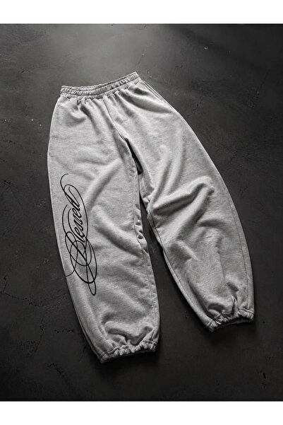 Violon Gray Blessed Printed Baggy Unisex Sweatpants