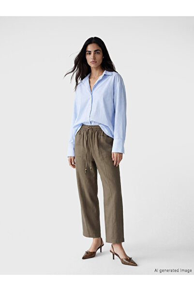 LC Waikiki Pantaloni de damă cu talie elastică, din amestec de in