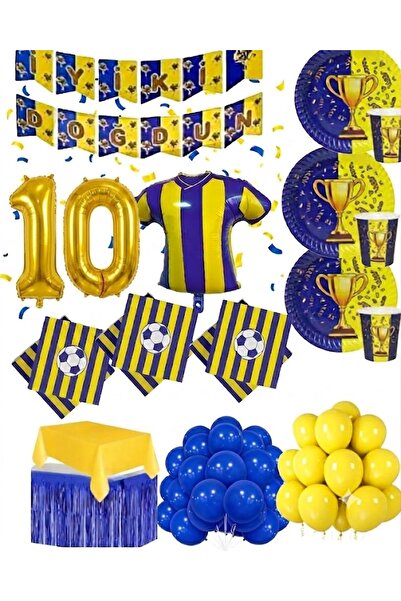 Mehca 24 Person Yellow Navy Blue (Fb) Fan Uniform 10-Year-Old Foil Birthday C...