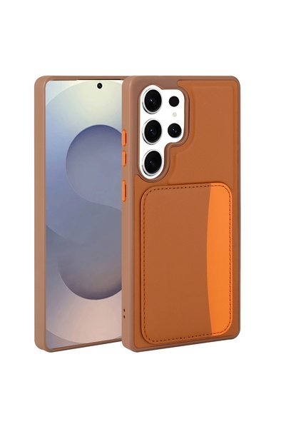 zore Galaxy S25 Ultra Case with Card Holder and Camera Raised Silicone Brsa