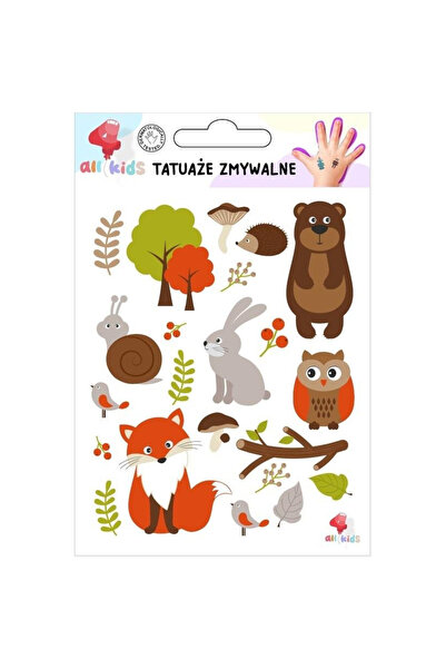 All4Kids Tatuaje lavabile/temporare pentru copii Animale din padure, dermatol...