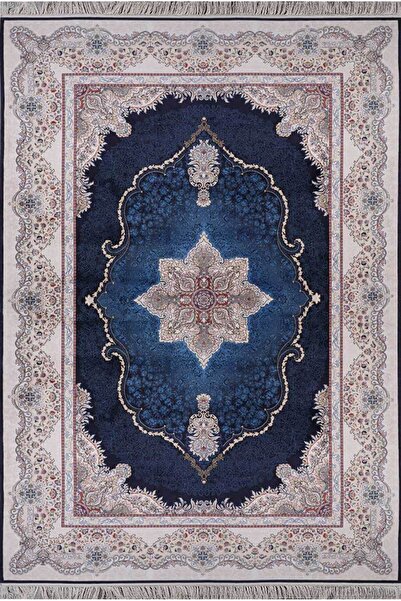Artemis Halı Silk 05192C Lacivert Gri İpek Görünümlü Klasik Salon Halısı Saça...