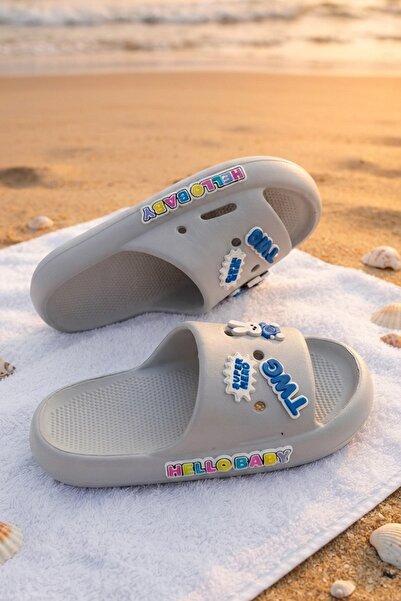İncim Papuci pentru copii Grey Emoji Daily Beach Beach Pool