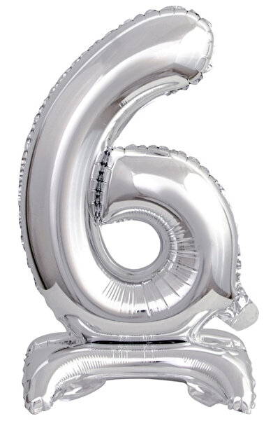 AMSCAN Balon folie, Amscan, Numarul 6, 38cm, Argintiu