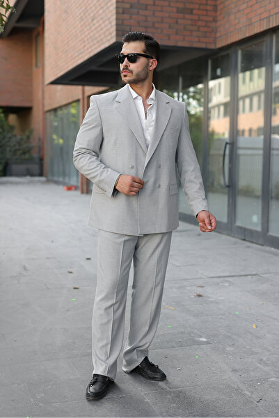 SABRİ ZENGİN Men's Gray Oversize Double-Breasted Suit