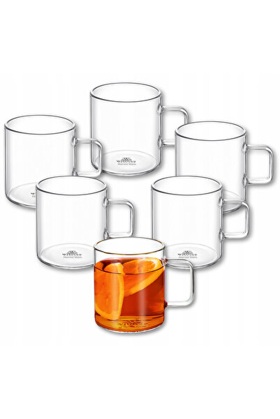 WILMAX ENGLAND Set 6 căni sticlă termorezistentă, 500 ml, Thermoglass WILMAX