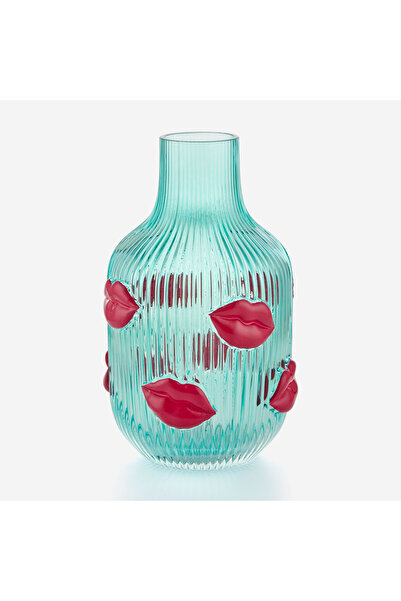 GIFT COMPANY مزهرية زجاجية باللون الأخضر النيون مقاس 15×25×15 سم