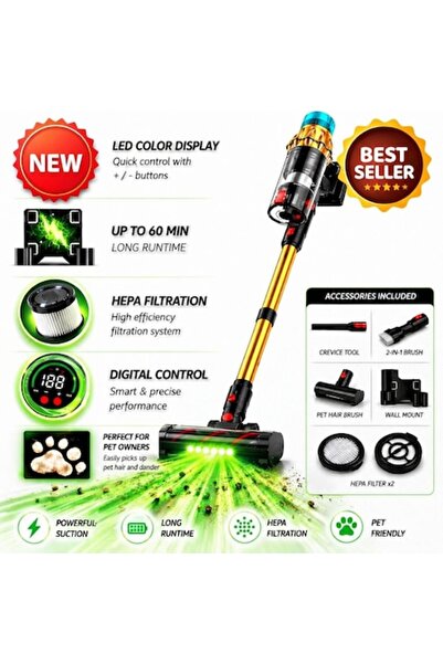 FUSIONTECHX Aspirator Vertical Fara Fir FusionTechX, 650W, Autonomie până la ...