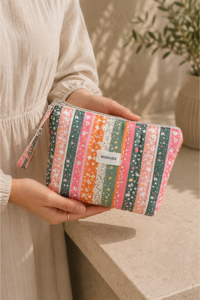 MOISARE Makeup Bag Quilted Organizer - Travel Cosmetic Organizer Zippered Mul...
