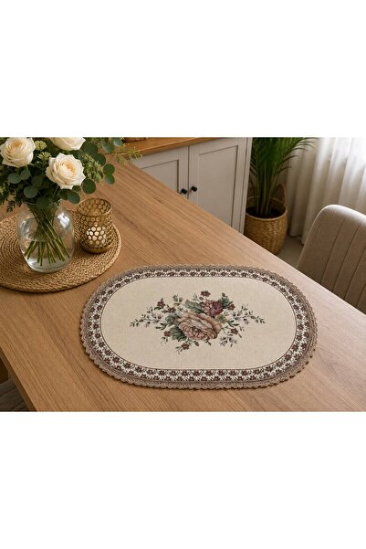 Yeshome Collection Vintaqe Bouquet Tapestry 40X60 Oval Coffee Table Cover