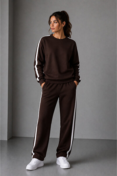 By Layina Women's Circular Necklace Striped Track Suit Set
