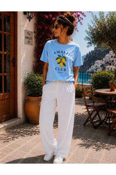 TREND EMMODA تي شيرت نسائي كبير الحجم مطبوع عليه ليمون من Amalfi Clup