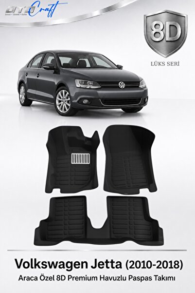 OTOCRAFT Volkswagen Jetta 2010-2018 Araca Özel 8D Havuzlu Oto Paspas Takımı S...