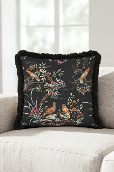 Evimde Bambaşka Exotic Bird Botanical Fringe Pillowcase - Ethnic Retro Cream ...