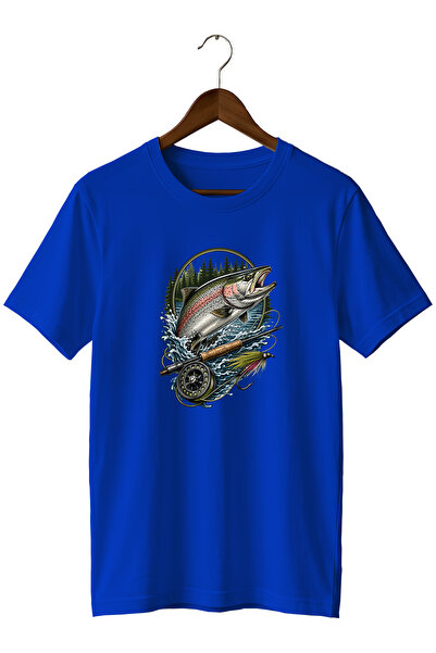 remonz Unisex Salmon Fish Print T-Shirt – Fly Fishing and Outdoor Themed Crew...