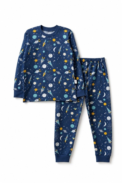Mnk Baby&Kids Erkek Çocuk Baskılı Penye Pijama Takımı M00844 İNDİGO