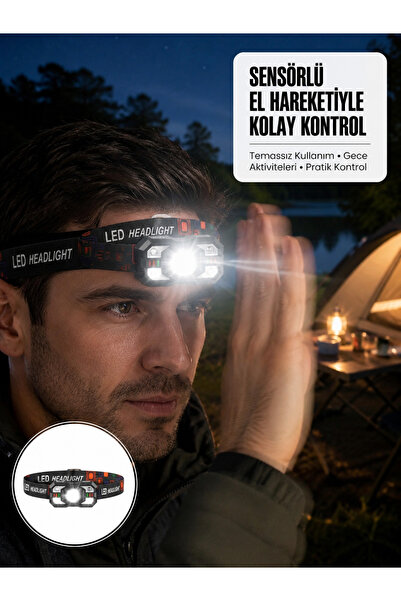ASTRALTECH Şarj Edilebilir LED Far Hareket Sensörlü 5 Modlu Outdoor Yeni Nesil