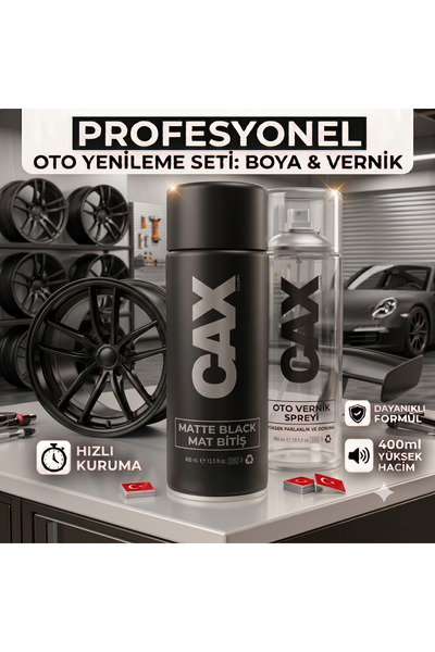 caxcolors CAX Colors Profesyonel Oto Yenileme Seti - Mat Siyah Sprey Boya (40...