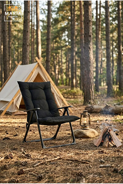 MARIA HOMES Padded Folding Camping Chair with High Backrest, Armrests and Por...