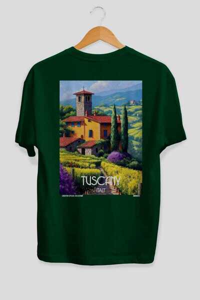 Ankhises Tuscany Italy Green Oversize Country City Back Printed Unisex T-Shir...