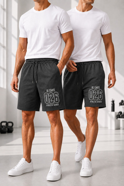 De Carte DC Athletic Series 026 2-pack Ανδρικά μαύρα σορτς με στάμπα, οικονομ...