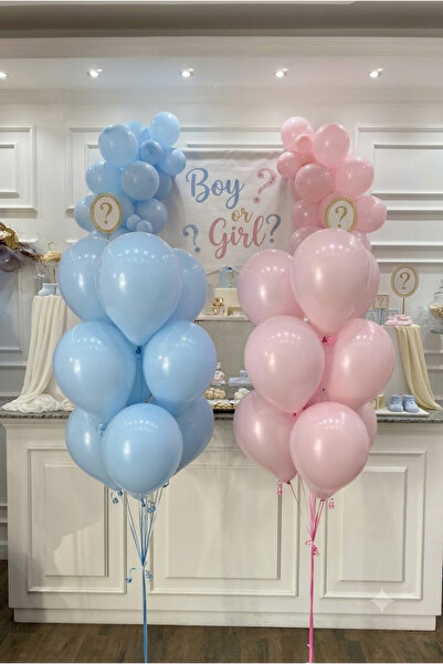 FESTİVALOON Makaron Mavi Pembe Balon Seti 20’li 11 İnç Baby Shower Kız mı Erk...