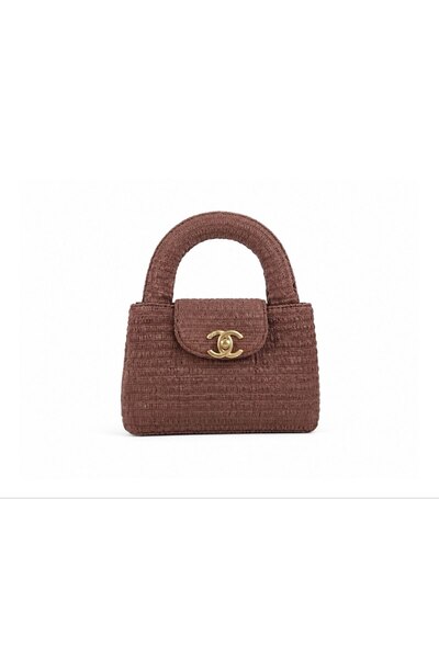 silora Handmade Woven Handbag with Gold Metal Lock