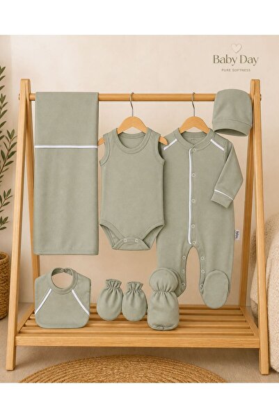 Baby day Newborn Baby 7 Piece Layette Set in Sage Green - Baby Day Collection...
