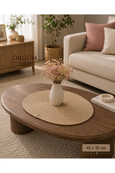 ÖRGÜM Runner 45X35 cm Oval Coffee Table Cover
