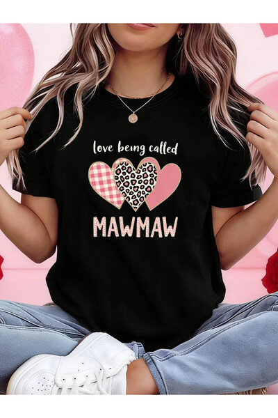 LİNA06 أنا أحب أن أُعرف بعطفة بحرارة باسم MAWMAW. تي شيرت نسائي قصير الأكمام ...
